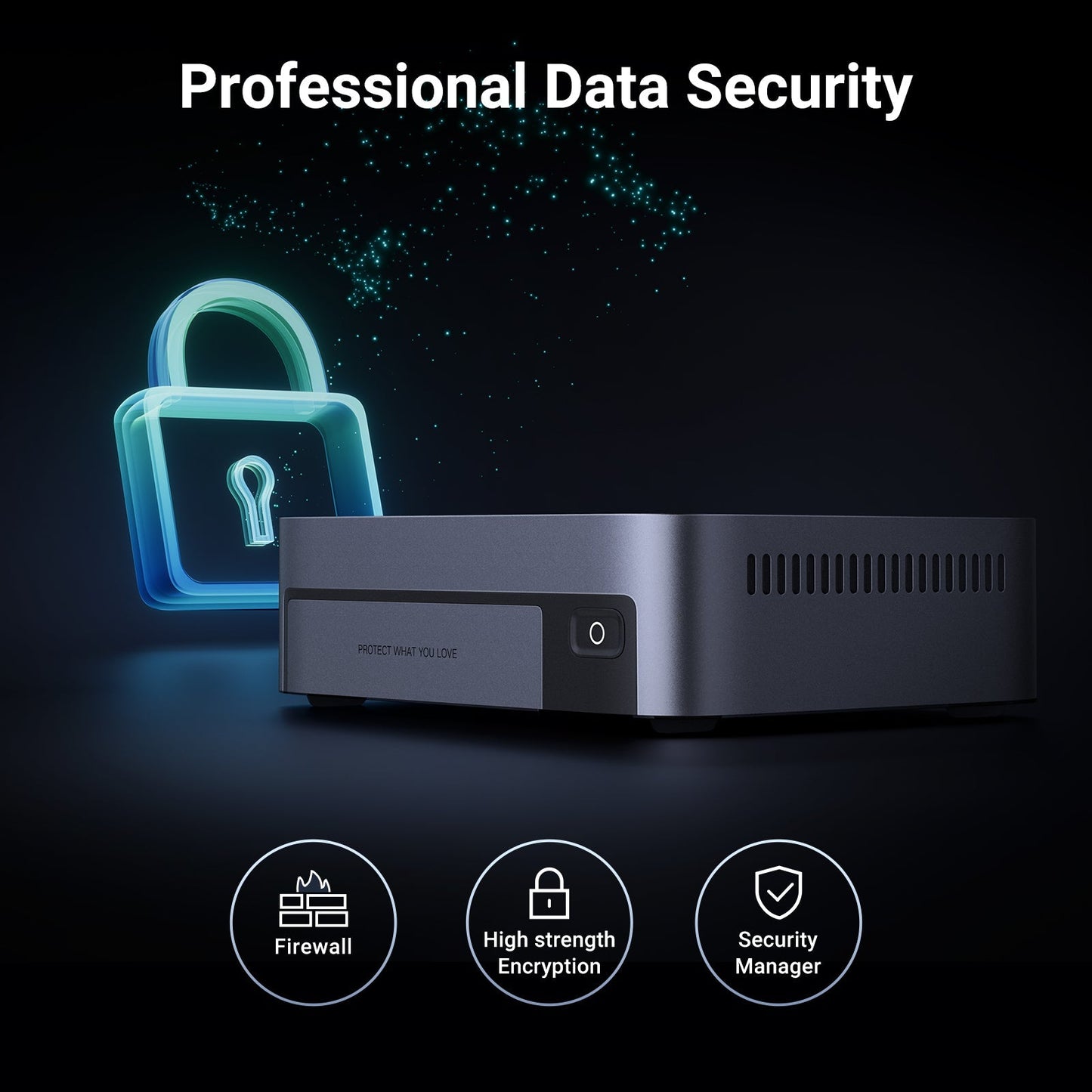 UGREEN all-flash NAS storage Professional Data Security: Firewall, High-Strength Encryption, and Security Manager, device has powerful safety features.