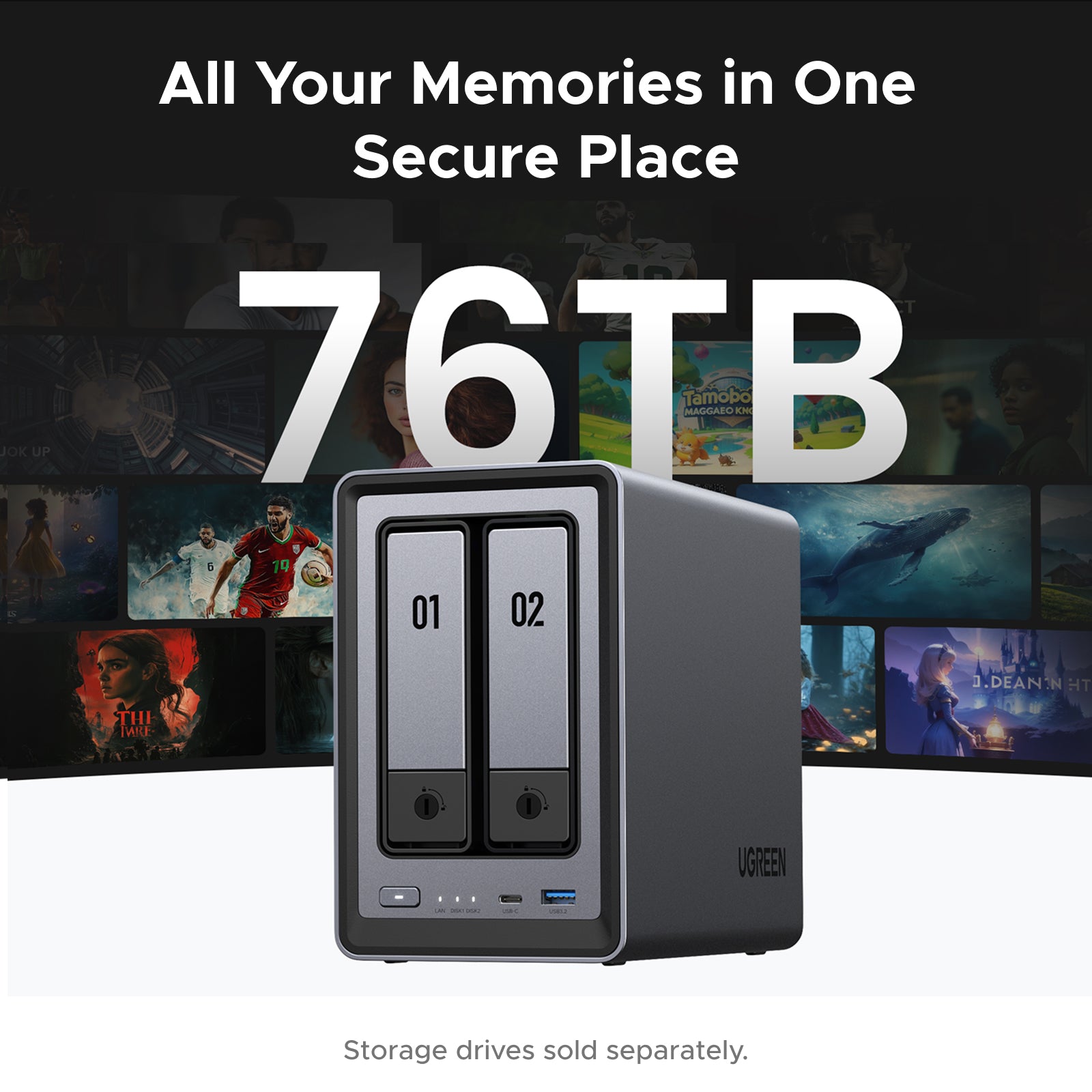 通販生活 ファッション 2-Bay NAS Storage for Home & Office | 4K Media Server 外付けハードディスク・ドライブ