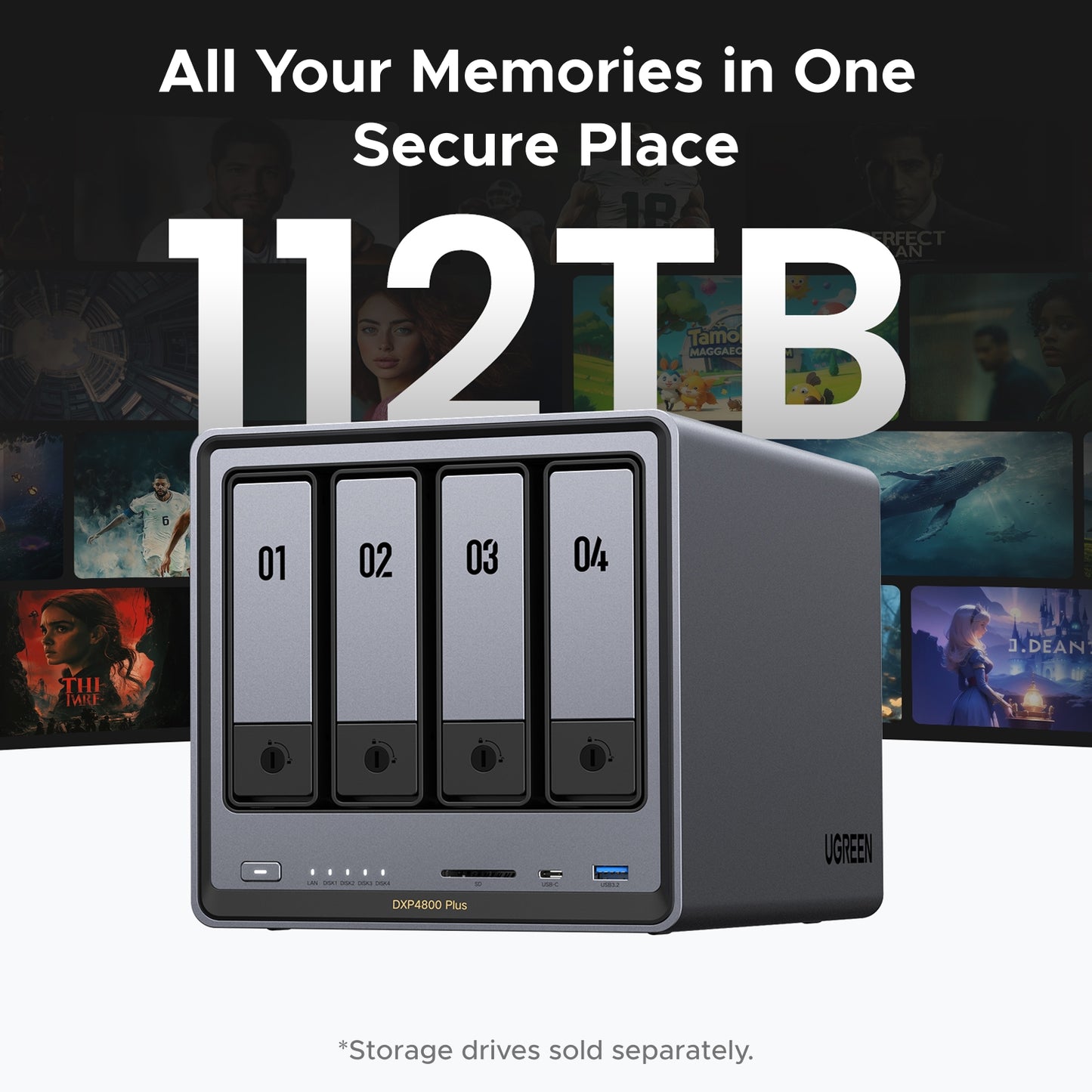 UGREEN NAS storage 4 bay with massive storage up to 112 TB 